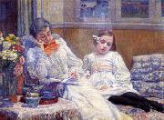 Theo Van Rysselberghe Portrait of Madame van Rysselberghe and daughter oil